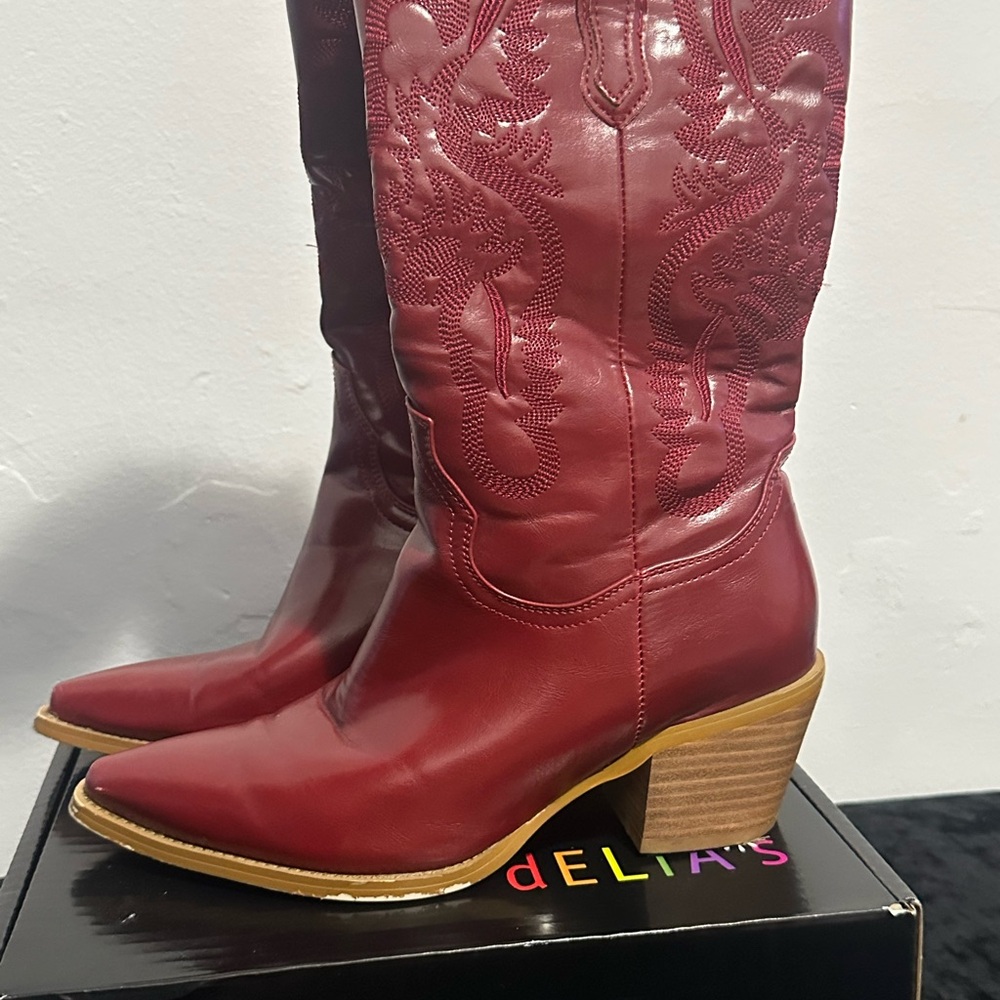 Red Heeled Boots with Western Stitching